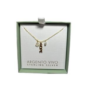 Pavé Hope , Pearl & Anchor Multi Charm Pendant Neck in 18K Gold‎ Plated SS